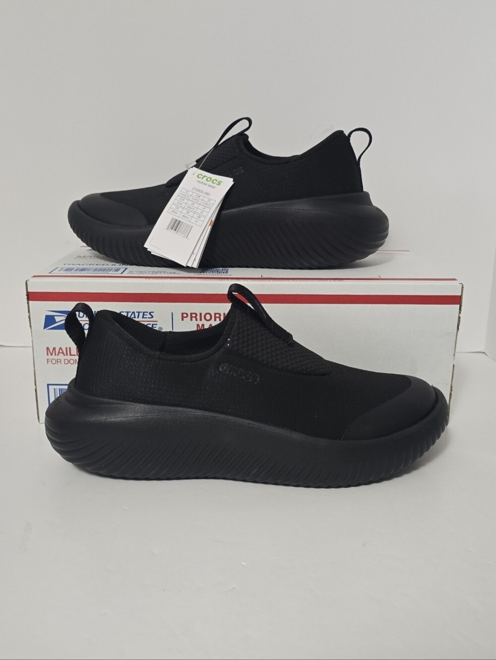 Crocs Mellow Ease Mens Size 10 Recovery Slip On Shoes Black Unisex 210500-060